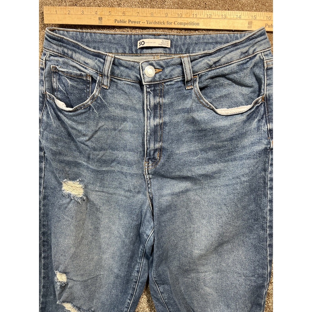 SO Highest Rise Baggy Dad Jeans Dark Wash Size 15/32w - Picture 5 of 7